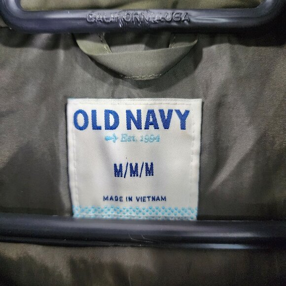 Womens Olive Green Old Navy Quilted Jacket Removable Hood Full Zip Size M - Picture 6 of 11